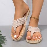 Ladies Flat Raw Edge Flip Flops Beach Slippers