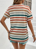 Rainbow Stripe Leisure Cozy Summer T-shirts for Women