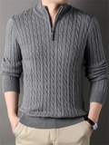 Slim Fit Zipper Mock Neck Sweaters for Men