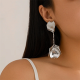 Wedding Party Rose Petal Drop Earrings for Lady