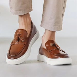 Smooth Leather Tassels Slip-on Flats for Men