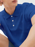 Men's Simple Solid Color Short Sleeve Polo Shirt