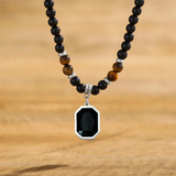 Special Black Tiger Stone Pendant Unisex Bead Necklace