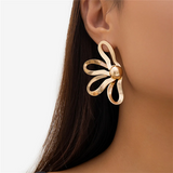 Women's Piercing Cutout Half Flower Petal Earrings