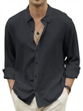 Men's Romantic Solid Color Lapel Button Casual Shirt