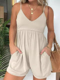 Women's Leisure U Neck Sleeveless Strappy Romper for Holiday & Beach