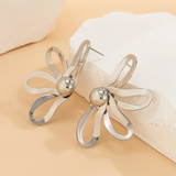 Women's Piercing Cutout Half Flower Petal Earrings