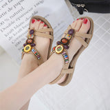 Female Leisure Chic Ethnic Style Beaded Sandals