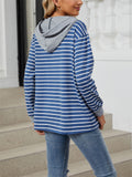 Sports Style Contrast Color Stripe Spring Hoodies for Women