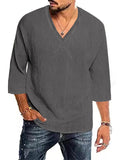 Men's Breathable Thin Personality V-neck Plain Shirt