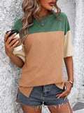 Women's Color Block Striped Texture Casual Shirt