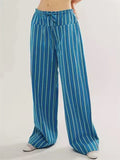 Low-rise Striped Drawstring Pants for Women