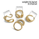 4pcs/Set Irregular C-Shaped Open Rings for Women