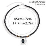 Special Black Tiger Stone Pendant Unisex Bead Necklace