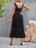 Women's Hollow Lace Patchwork Square Neck Elegant Dress