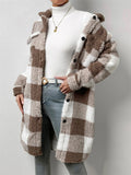 Women's Chic Plaid Print Warm Plush Long Coat