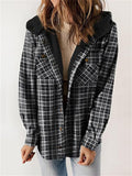 Women's Winter Checked Hooded Thermal Coat with Plush Lined