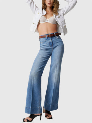 Fashion High-Rise Straight-Leg Regular Loose Jeans for Women