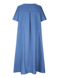 Holiday Solid Color Round Neck Loose Dress for Women