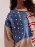 Female American Flag Personality Patchwork Lazy Pullover Sweatshirts