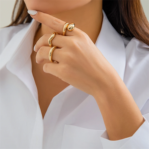 Women's Elegant Geometric Adjustable Open Finger Ring Sets