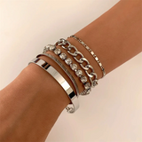 5pcs/Set Rhinestone Link Chain Bracelets for Couple