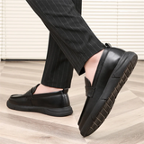 Versatile Black Round Toe Dress Shoes for Male