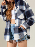 Autumn Winter Stylish Hooded Plaid Coats for Ladies