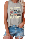 Ladies Retro Music Cassette Tape Graphic Tank Top T-shirts