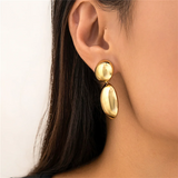 Ladies Round Ball Cobblestone Shaped Drop Earrings