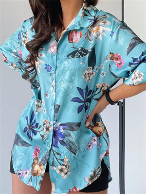 Women's Beautiful Floral Print Soft Long Sleeve Shirt