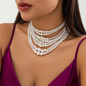 Imitation White Pearls Elegant Necklaces for Ladies