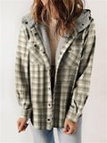 Women's Winter Checked Hooded Thermal Coat with Plush Lined