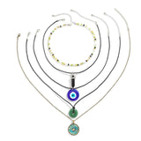 Women's 5Pcs/Set Devil's Eye Jade Pendant Necklaces