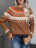 Geometric Pumpkin Halloween Christmas Knitted Sweater for Lady