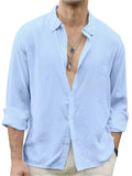 Men's Romantic Solid Color Lapel Button Casual Shirt