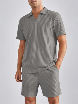 Men's Lazy Daily Home Pullover Shirt + Shorts Sets