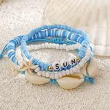 4pcs/Set Starfish Seashell Letter SUN Boho Style Bracelets