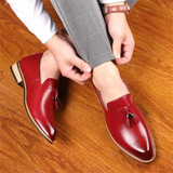 Men's Vintage Glossy Pointed Toe Tassel Dress Shoes