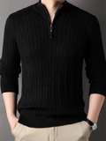 Slim Fit Zipper Mock Neck Sweaters for Men