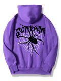 Female Screaming Spider Web Printed Oversized Hoodies