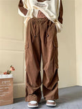 Men's Corduroy Lace Up Multi-Pocket Baggy Cargo Pants