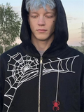 Men's Funny Spider Web Pattern Casual Zipper Hoodies