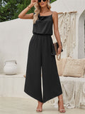 Ladies Cowl Neck Waisted Dressy Jumpsuits with Chain