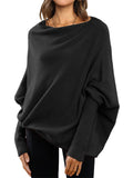 Ladies Oversized Batwing Sleeve Boatneck Knit Sweaters