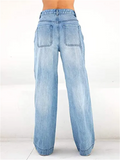 High-Rise Wide Leg Female Trendy Mopping Jeans