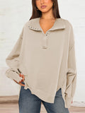 Oversized Side Split Lantern Sleeve Sweatshirt for Women