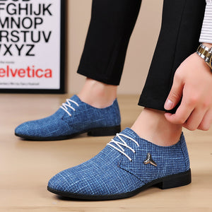 Men's Leisure Canvas Dress Shoes with Y-shaped Metal Trim