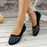 Women's Shiny Faux Rhinestone Round Toe Casual Shoes