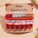 Happy Valentine's Day Super Cute Colorful Love Heart Beaded Bracelets